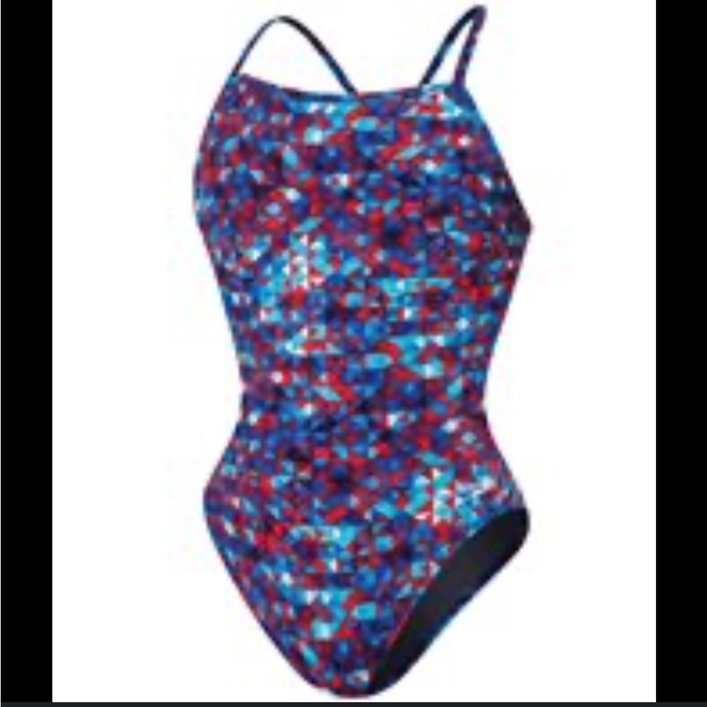 Speedo Women's One Piece - Red and Blue Fracture Pattern